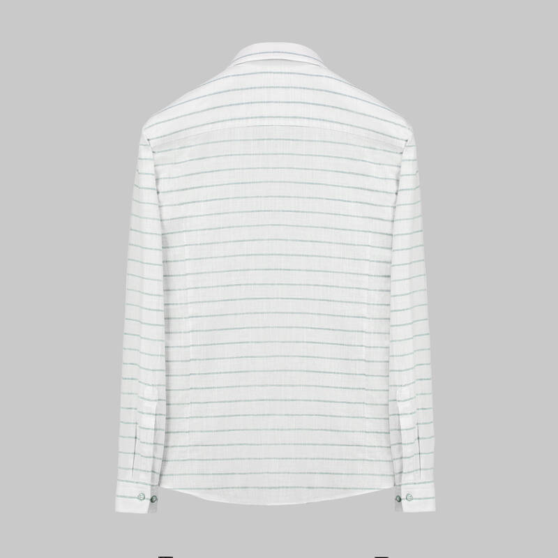 GOIAS UZUN KOL ÇİZGİLİ YEŞİL GÖMLEK