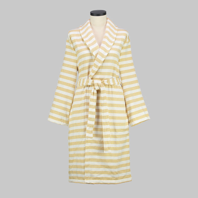 DENIS ÇİZGİLİ SARI BORNOZ