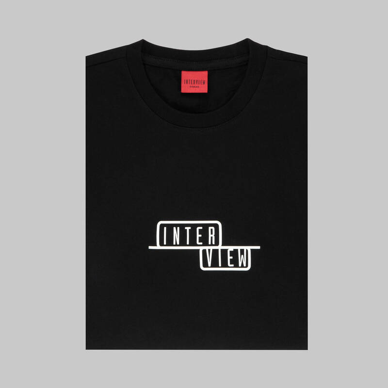 INTERVIEW BİSİKLET YAKA KISA KOL SİYAH T-SHIRT