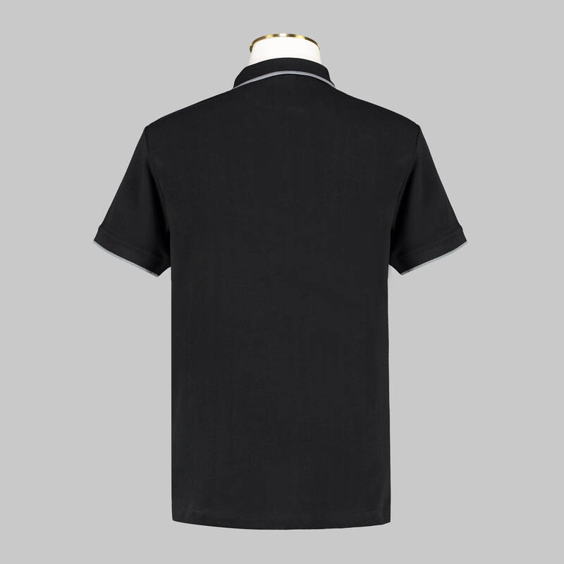 DÜĞMELİ POLO YAKA SİYAH T-SHIRT