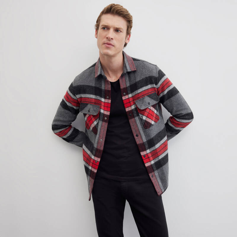 MORESCO KIRMIZI KARELİ GÖMLEK CEKET