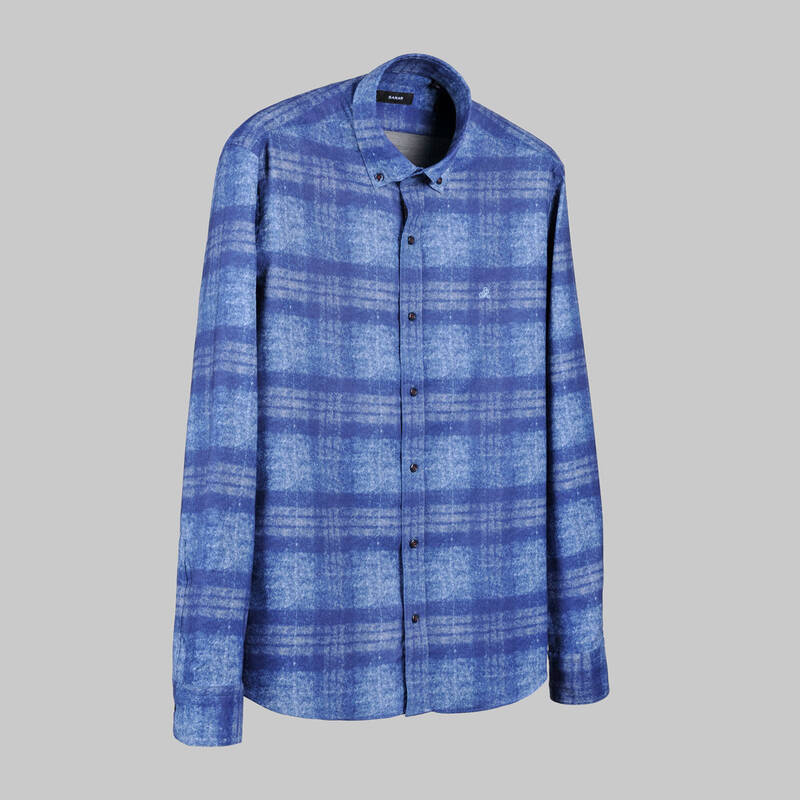 ELETA SLIM FIT KARELI MAVİ GÖMLEK