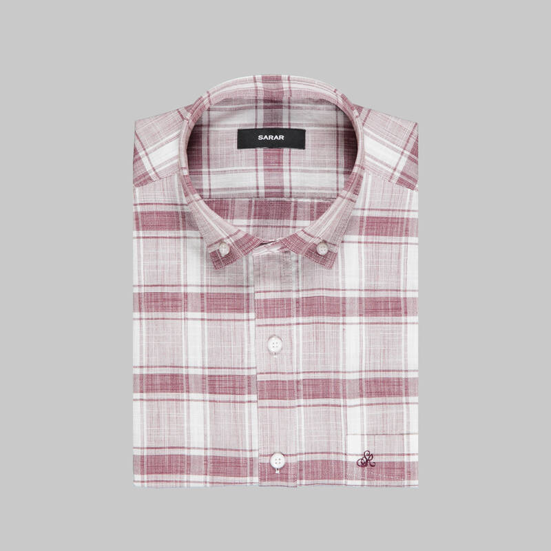 ELETA KISA KOLLU EKOSE LACİVERT GÖMLEK