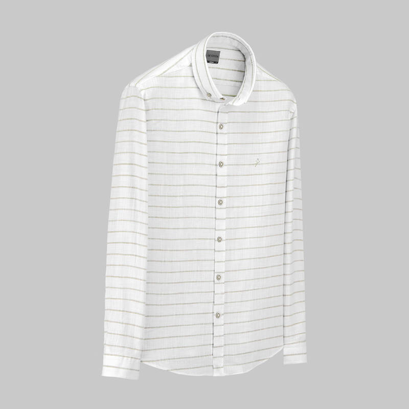 GOIAS UZUN KOL ÇİZGİLİ YEŞİL GÖMLEK