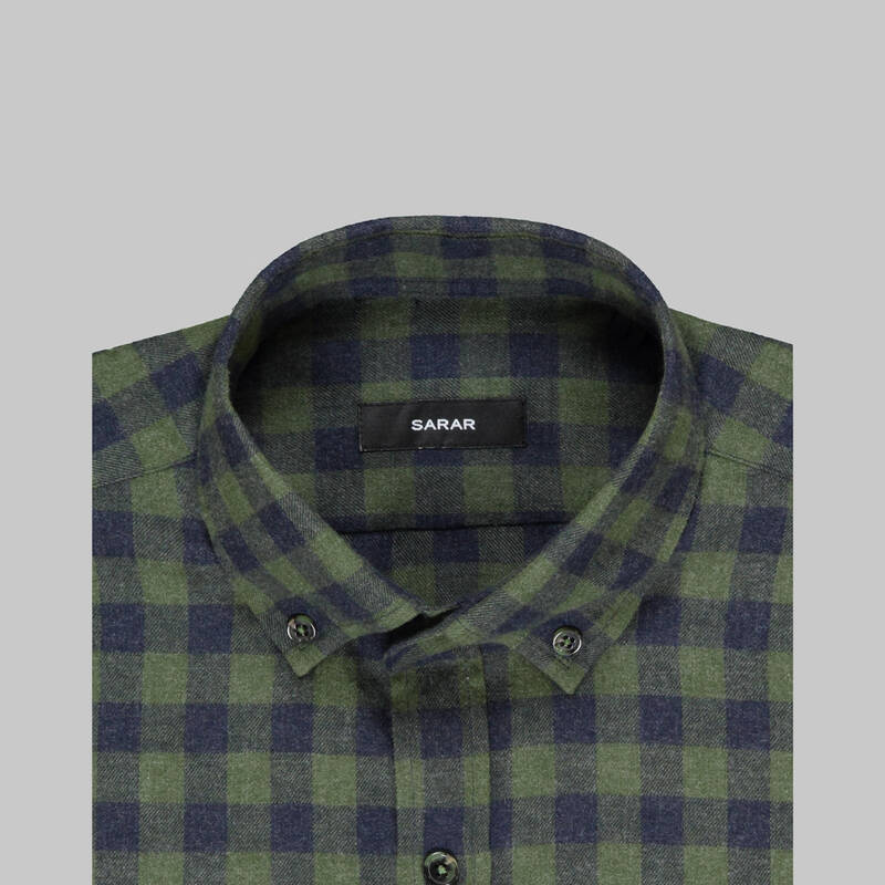 ELETA UZUN KOL KARELİ YEŞİL GÖMLEK