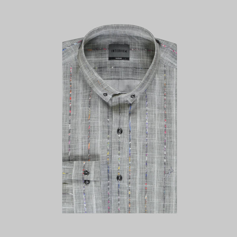 GOIAS ÇİZGİLİ LACİVERT GÖMLEK