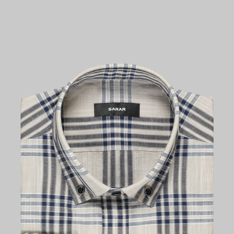 ELETA EKOSE SLİM MAVİ GÖMLEK