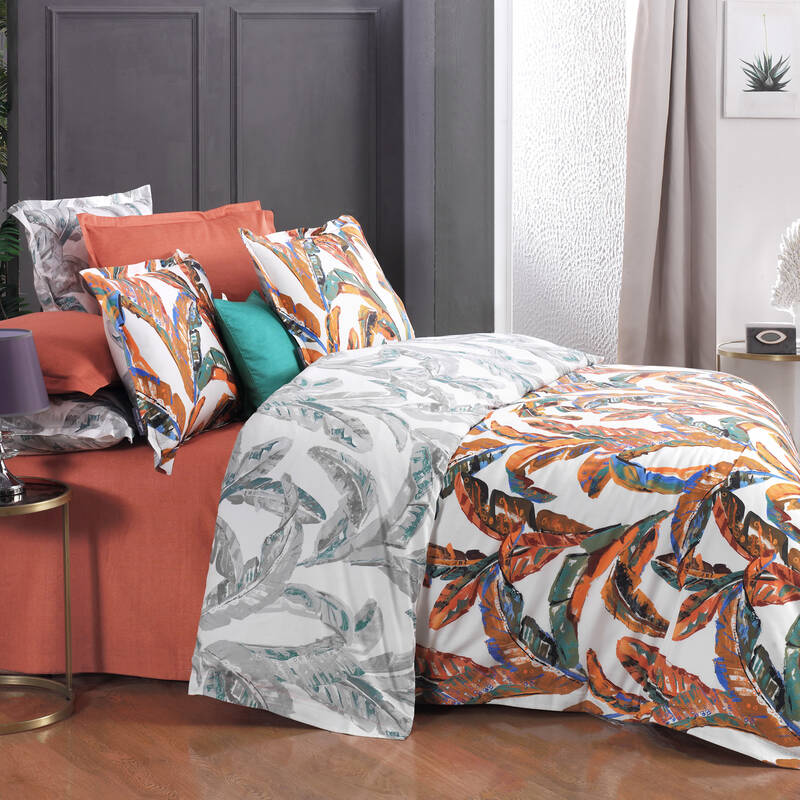 DEFNE SATEN ÇİFT KİŞİLİK TURUNCU NEVRESİM TAKIMI