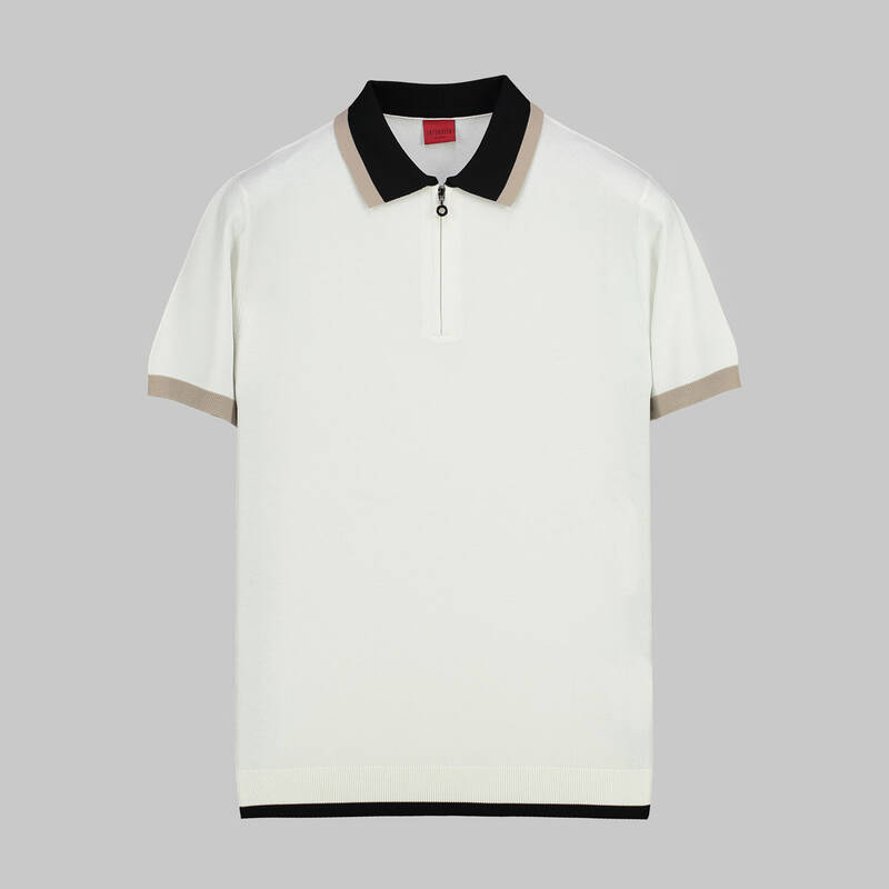 RENKLİ POLO YAKA KISA KOL BEYAZ TRİKO