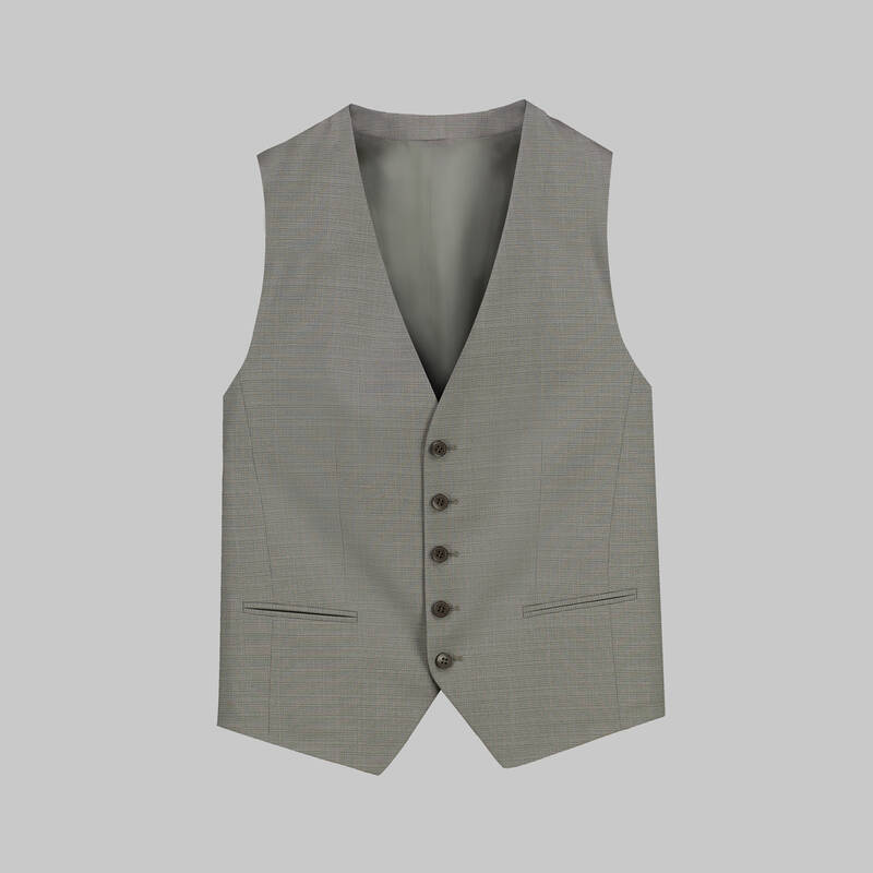 AMARA AÇIK GRİ KARELİ YELEKLİ TAKIM