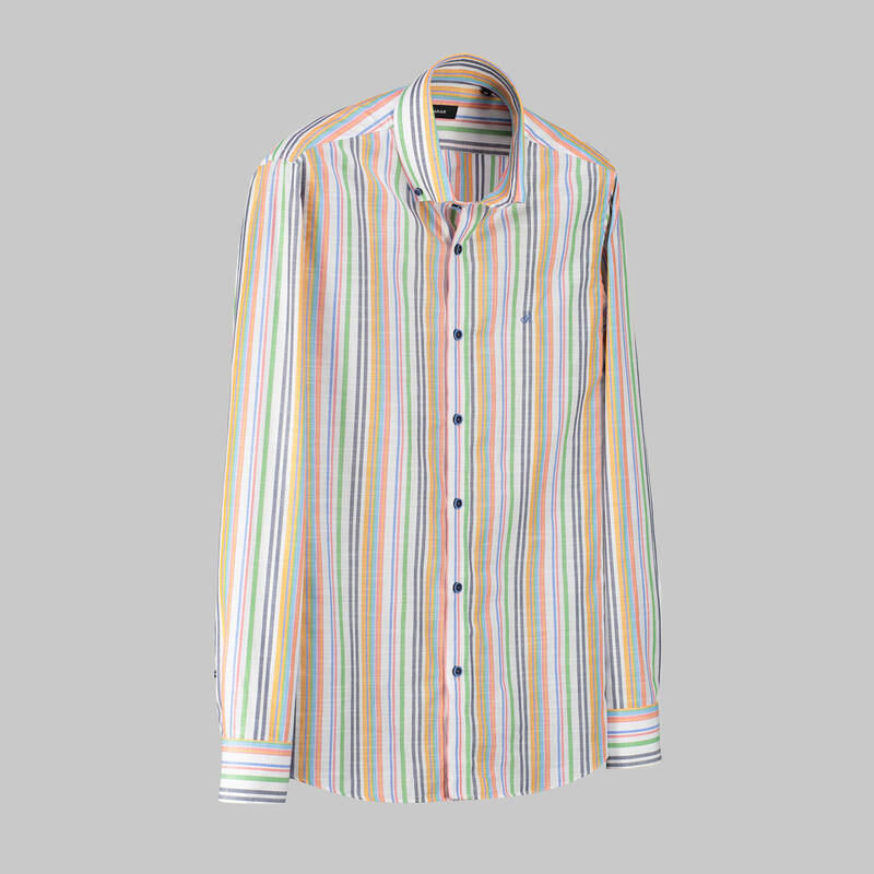 ELETA SLIMEO ÇİZGİLİ TURUNCU GÖMLEK