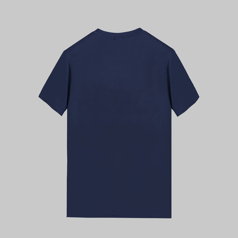 BİSİKLET YAKA DESENLİ LACİVERT TİŞÖRT