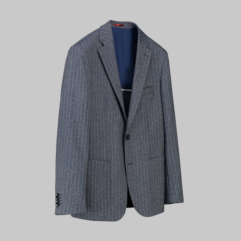 MATTEO ÇİZGİLİ İNDİGO MAVİ CEKET