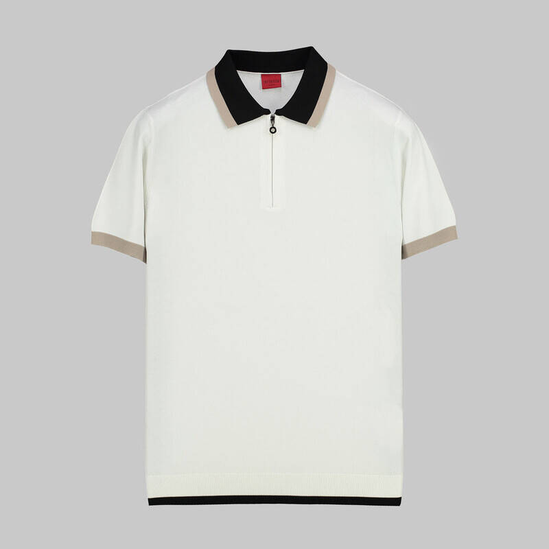 RENKLİ POLO YAKA KISA KOL BEYAZ TRİKO