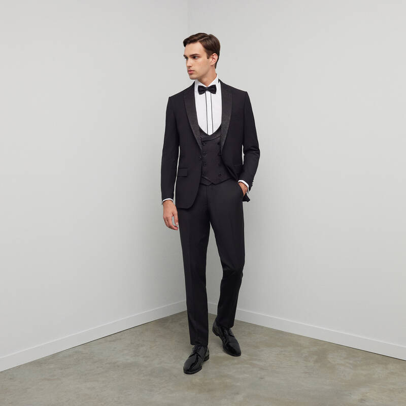 HAPPY CARLO YELEK PAPYON TAKIM SİYAH SMOKIN