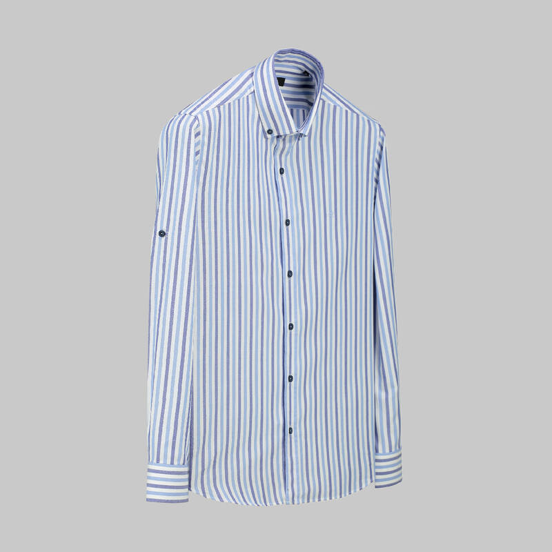 ELETA ÇİZGİLİ MAVİ GÖMLEK