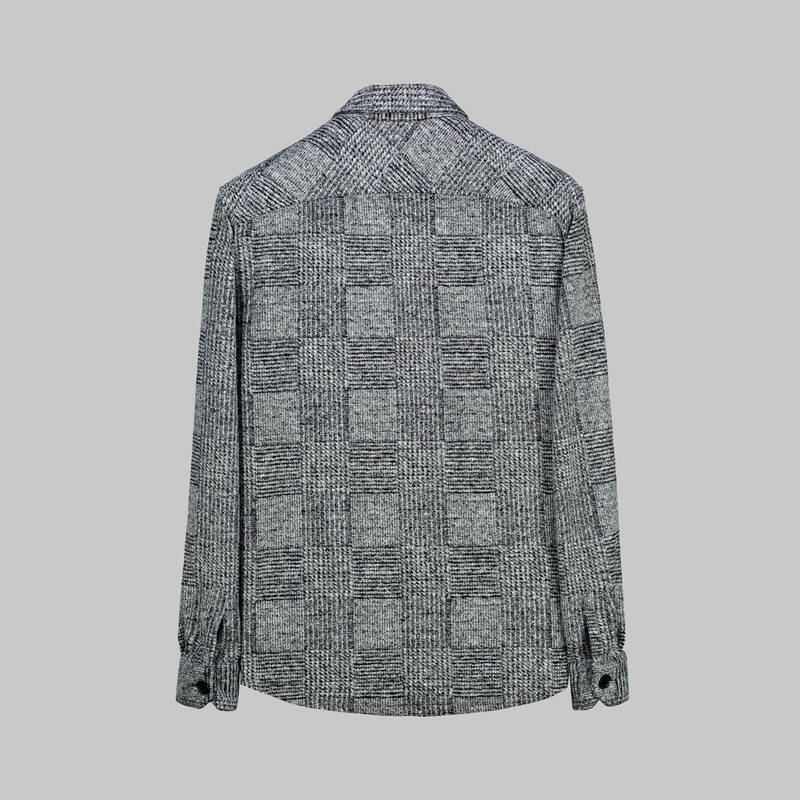 LONG GRİ KARE DESEN GÖMLEK
