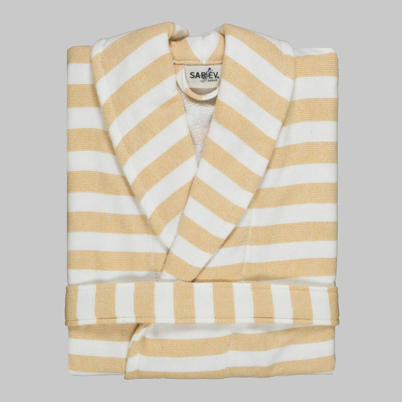 DENIS ÇİZGİLİ SARI BORNOZ