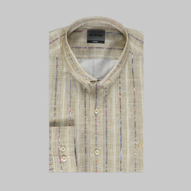 GOIAS ÇİZGİLİ LACİVERT GÖMLEK