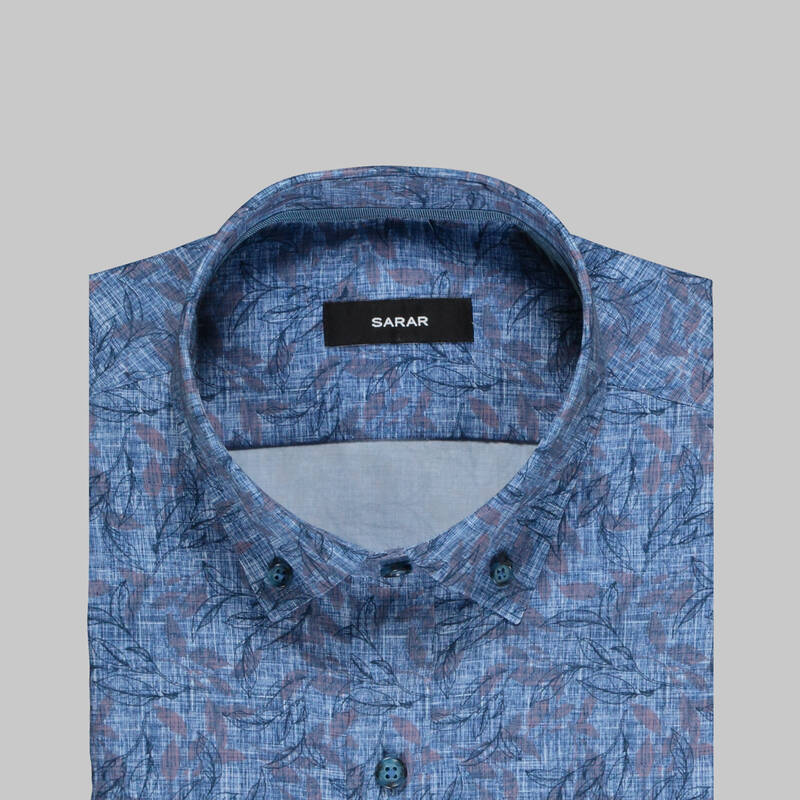 ELETA DESENLİ SLİM MAVİ GÖMLEK