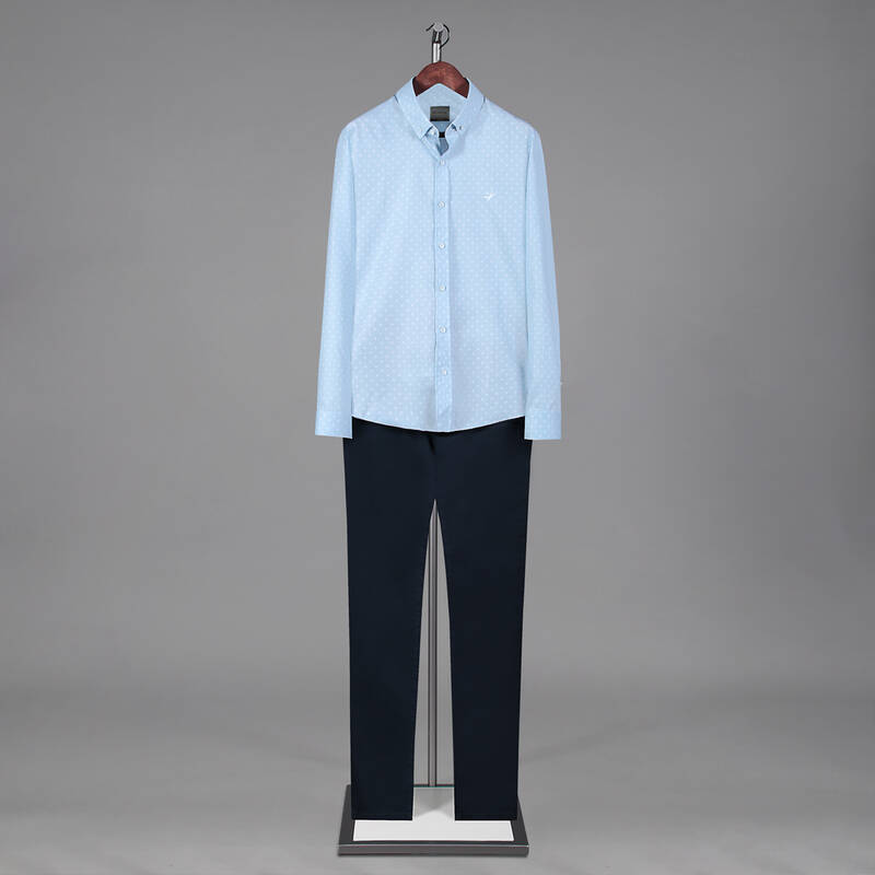 GOIAS MİNİ PUANTİYELİ MAVİ GÖMLEK