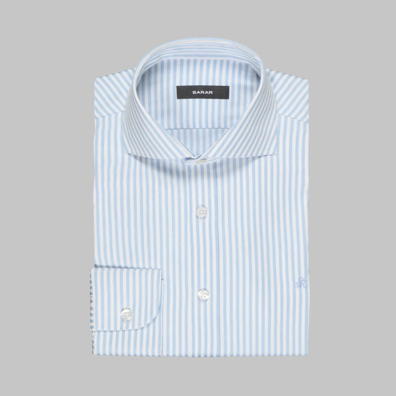 COMO ÇİZGİLİ MAVİ GÖMLEK