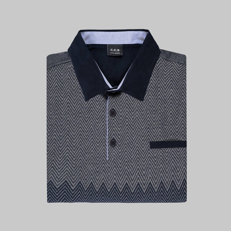 CCS POLO YAKA LACİVERT SWEATSHIRT