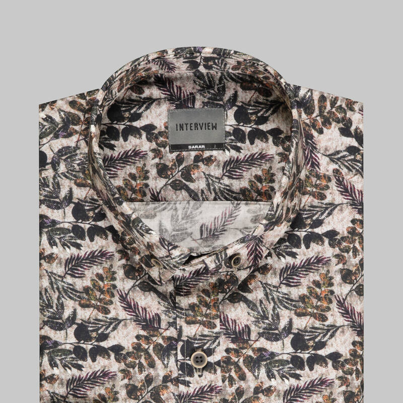 UZUN KOL KAHVERENGİ GOIAS DESENLİ GÖMLEK