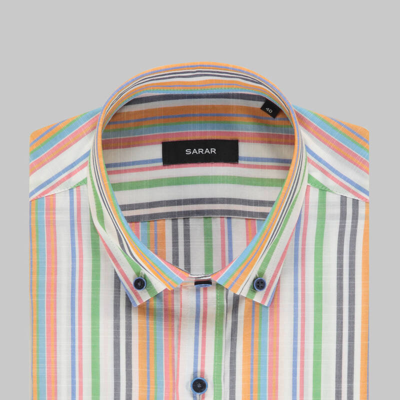 ELETA SLIMEO ÇİZGİLİ TURUNCU GÖMLEK