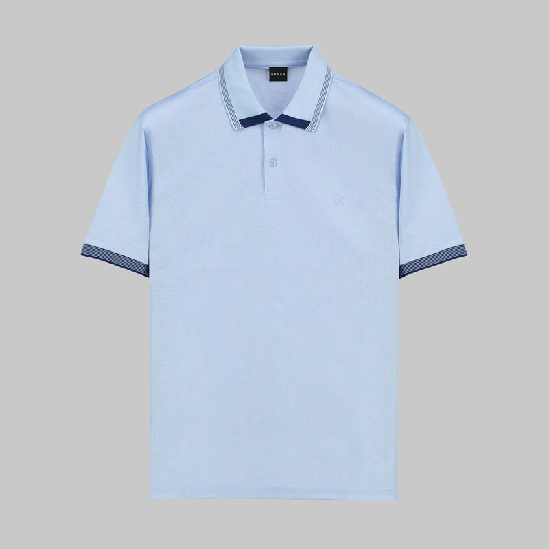 POLO YAKA BİYE DETAYLI İNDİGO TİŞÖRT