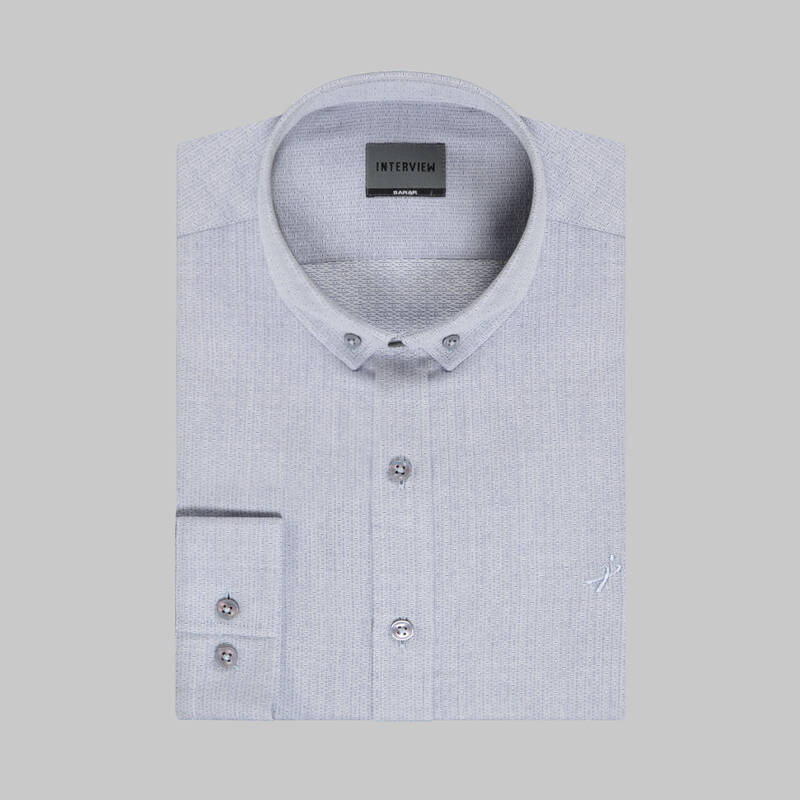 GOIAS UZUN KOL DESENLİ LACİVERT GÖMLEK