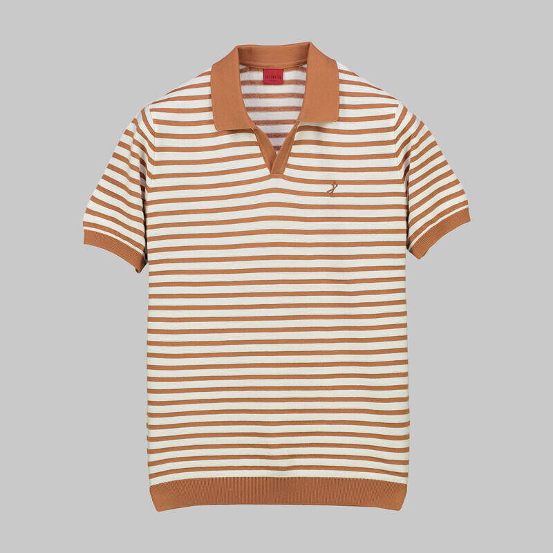 POLO YAKA KISA KOL ÇİZGİLİ BUZ MAVİSİ TRİKO