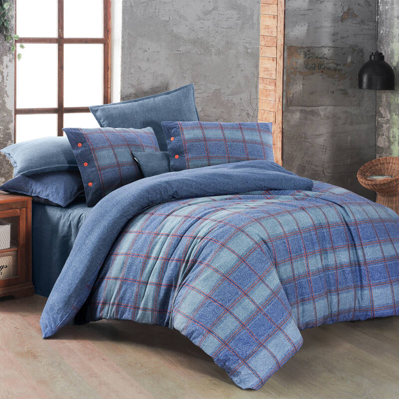 ARVES FLANEL MAVİ ÇİFT KİŞİLİK NEVRESİM TAKIMI