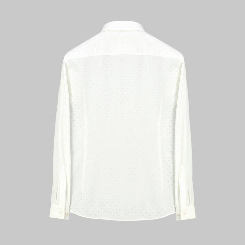 GOİAS MİNİMAL DESENLİ SLİM FİT EKRU GÖMLEK