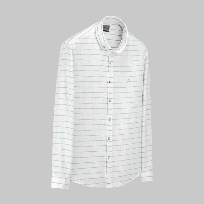 GOIAS UZUN KOL ÇİZGİLİ YEŞİL GÖMLEK