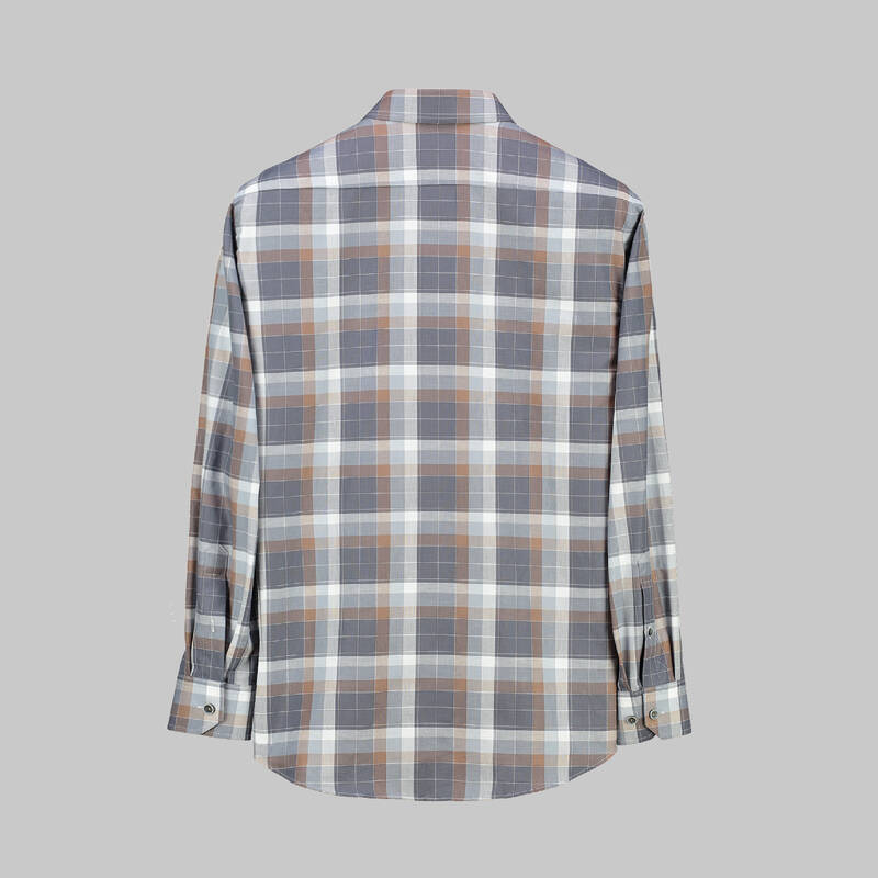 ELETA GRİ UZUN KOL KARELİ GÖMLEK