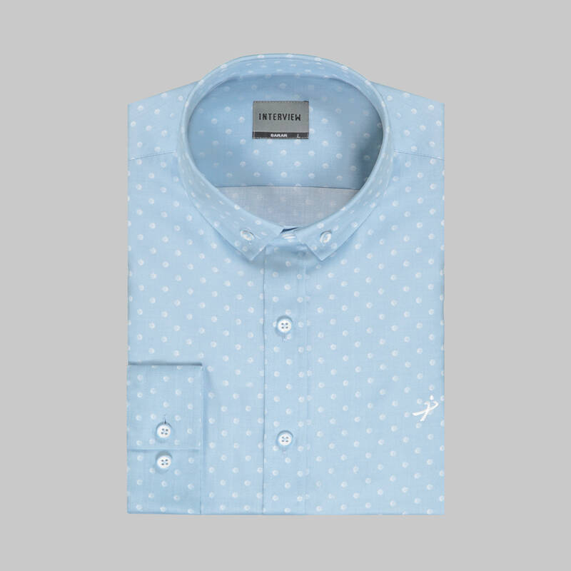 GOIAS MİNİ PUANTİYELİ MAVİ GÖMLEK