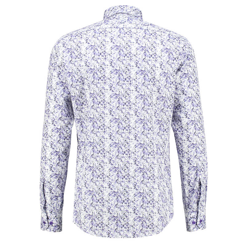 ELETA DESENLİ SLİM LİLA GÖMLEK