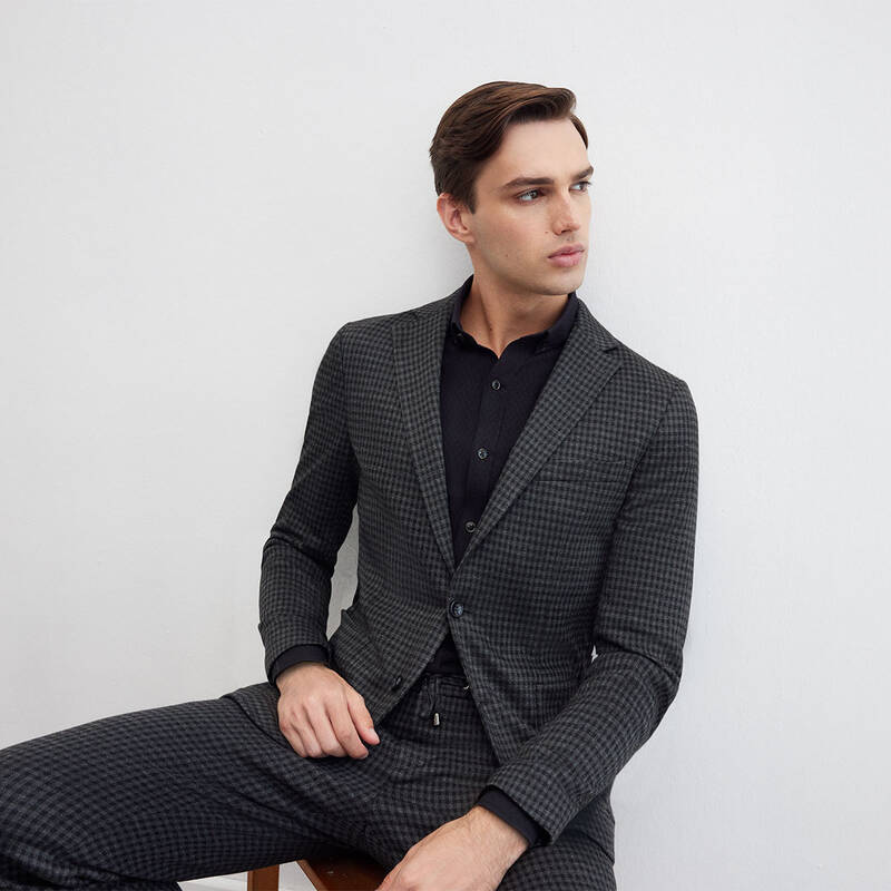 MATTEO DESENLİ KOYU GRİ CEKET