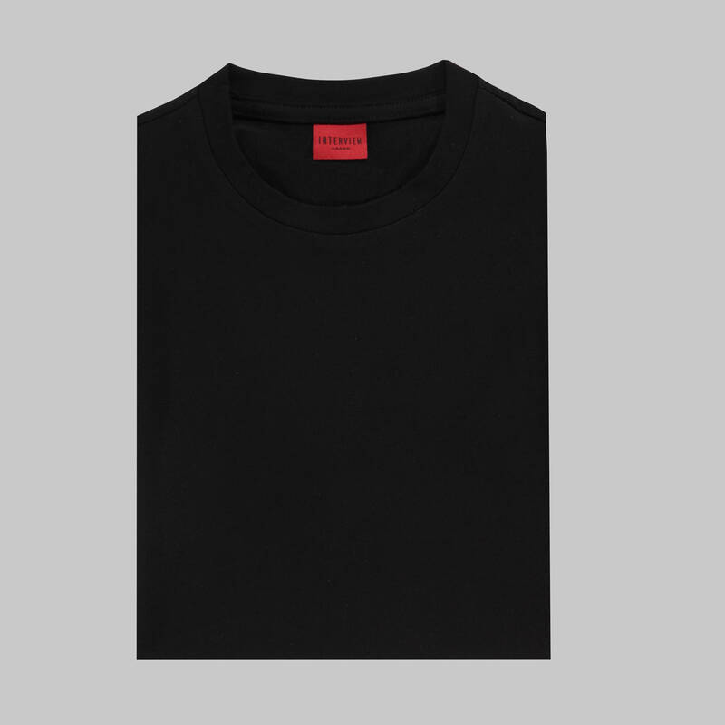 INTERVIEW BİSİKLET YAKA KISA SİYAH KOL T-SHIRT