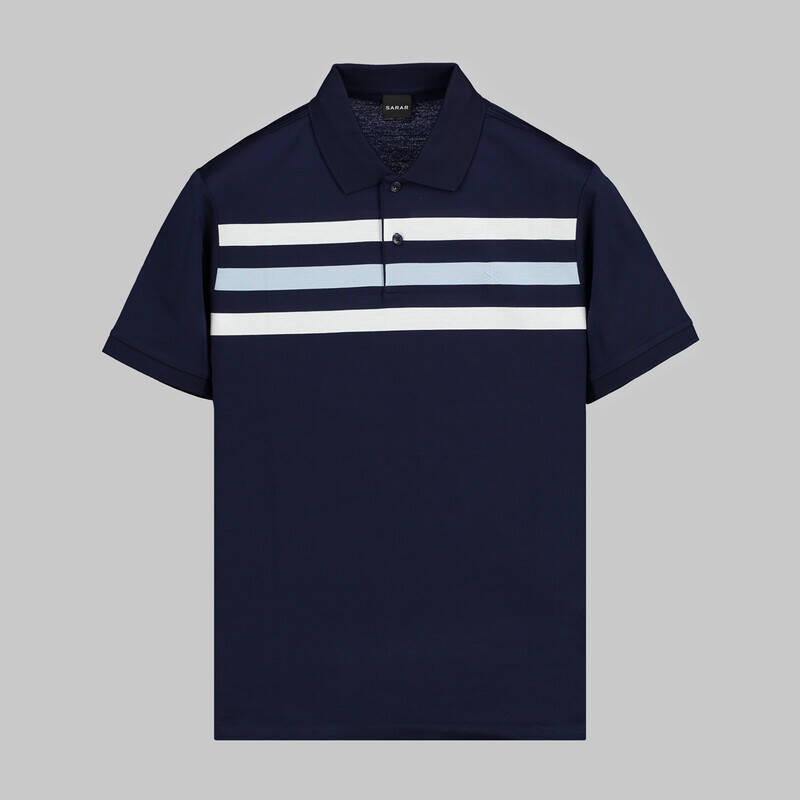 POLO YAKA ÖNÜ ÇİZGİLİ SİYAH TİŞÖRT