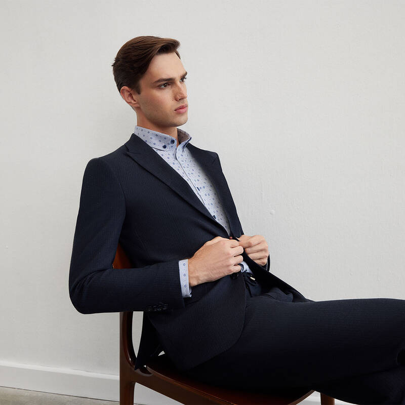 GOIAS UZUN KOL LACİVERT GÖMLEK