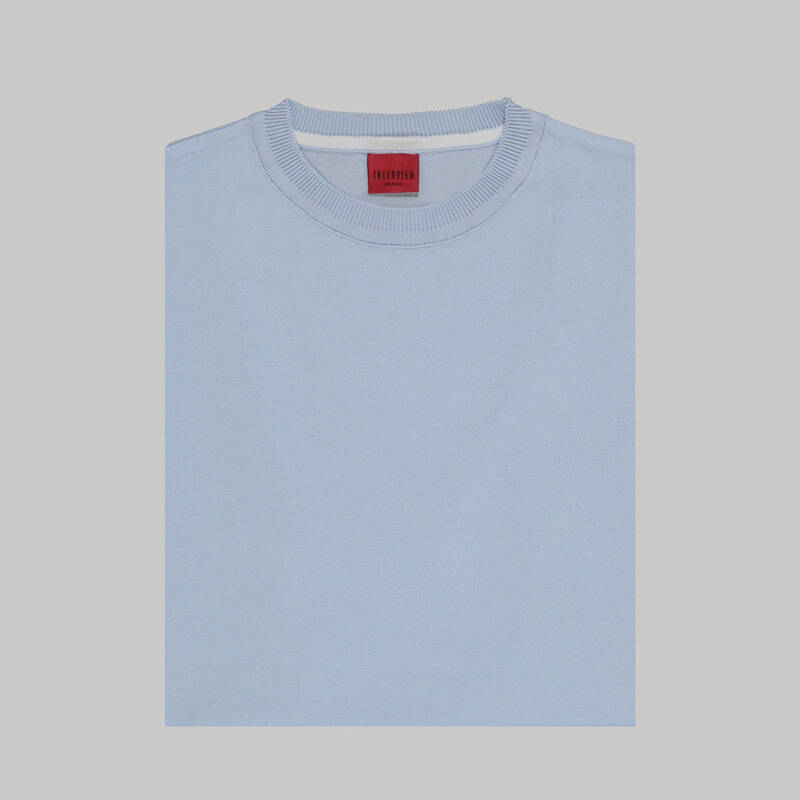 BİSİKLET YAKA BUZ MAVİSİ KISA KOL TRİKO