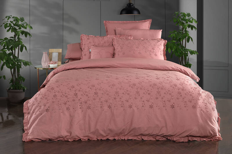 PESTE PERCALE BEYAZ ÇİFT KİŞİLİK NEVRESİM TAKIMI